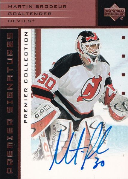 SP AUTO karta MARTIN BRODEUR 02-03 UD Premier Signatures Bronze číslo S-MB